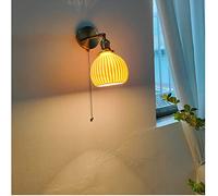 HJLJKG Wall Light Fixtures Nordic Pull Chain E27 Wall Adjustable Decor Living Room Bedroom Bedside Metal & Ceramics Lampshade Wall Lamp Wall Lamps for Bedroom