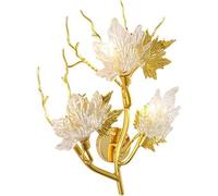 HJLJKG Wall Light Tree Branch Wall Lamp, Post- Creative Living Room Bedroom Bedside Lamp, Glass Maple Leaf Art Corridor Staircase Wall Sconces Lighting,G9*3 Light Source Bedside Decor Lamp