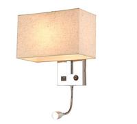 HJLJKG Wall Light, Wall Lamp, Bedside Wall Light with USB Charging Port Metal Wall Sconces Lighting Fixture for Living Room Home and Hotel,White (Color : White)