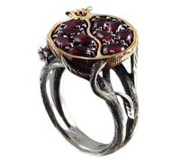 HJLJKG Women's Ring Vintage Fruit Red Pomegranate Stone Ring Garnet Tree Vine Fashion Boho Jewelry Personality Finger Gifts Practical