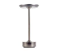 HJLRR Table Lamp Cordless, Dimmable & Rechargeable Waterproof Desk Light, Metallic LED Touch Table Lamp, for Dining Room Dorm Home Office Bedroom Night Light,Silver