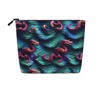 HJLUUFT 3D Magical Dragon Scales print Travel Makeup Bags Cosmetic Organizer Bag Large Capacity Make up Bag Toiletry Bag for Women, Black, One Size