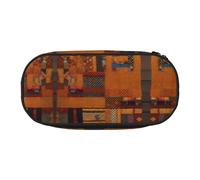 HJLUUFT African Textile Patchwork print Makeup Cosmetic Bag Stationary Kawaii Pencil Box Pouch Gadget Organizer Bag with Zipper