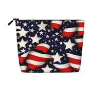 HJLUUFT American Flag Stars Stripes print Travel Makeup Bags Cosmetic Organizer Bag Large Capacity Make up Bag Toiletry Bag for Women, Black, One Size
