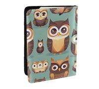 HJLUUFT Animal Cartoon Owls Cute Print Leather Passport Wallet for Men Women, Passport Holder Case Travel Passport Cover for Family