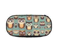 HJLUUFT Animal Cartoon Owls Cute print Pencil Bag Pouch Case,Pen Bags Pencil Pouch Organizer for Office College School Daily Use, Black, One Size, Cute