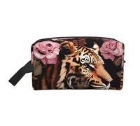HJLUUFT animal Tiger Leopard Print Rose Flower print Toiletry Bag for Men Women Traveling Toiletry Organizer Bag for Adult Door Room Essentials, White, One Size