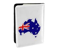 HJLUUFT Australian Flag Map Print Leather Passport Cover for Men Women, Travel Wallet Passport Holder Case for Family