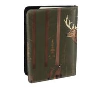 HJLUUFT Bear Deer Print Leather Passport Cover for Men Women, Travel Wallet Passport Holder Case for Family