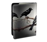 HJLUUFT Black Crow Birds on a Branch Print Leather Passport Wallet for Men Women, Passport Holder Case Travel Passport Cover for Family
