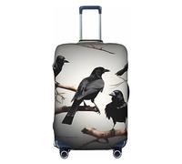 HJLUUFT Black Crow Birds on a Branch Print Travel Luggage Cover Suitcase Cover Protector Suitcase Washable Baggage Covers Anti-Scratch