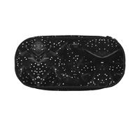 HJLUUFT Black white glitter print print Makeup Cosmetic Bag Stationary Kawaii Pencil Box Pouch Gadget Organizer Bag with Zipper