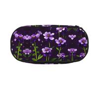 HJLUUFT Blooming Purple Flowers print Makeup Cosmetic Bag Stationary Kawaii Pencil Box Pouch Gadget Organizer Bag with Zipper