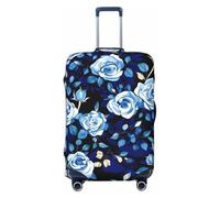 HJLUUFT Blue Flower Pattern Roses Print Travel Luggage Cover Suitcase Cover Protector Suitcase Washable Baggage Covers Anti-Scratch