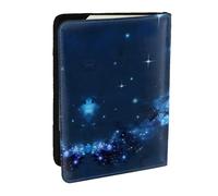 HJLUUFT Blue Galaxy Pattern Print Leather Passport Wallet for Men Women, Passport Holder Case Travel Passport Cover for Family