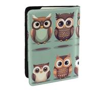 HJLUUFT Cartoon Owls Cute Print Leather Passport Cover for Men Women, Travel Wallet Passport Holder Case for Family