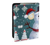HJLUUFT Christmas Happy Snowmans Print Leather Passport Wallet for Men Women, Passport Holder Case Travel Passport Cover for Family