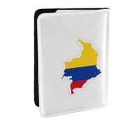 HJLUUFT Colombia Flag Map Print Leather Passport Cover for Men Women, Travel Wallet Passport Holder Case for Family