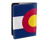 HJLUUFT Colorado Flag Print Leather Passport Cover for Men Women, Travel Wallet Passport Holder Case for Family
