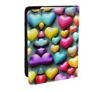HJLUUFT Colorful Rainbow Hearts Print Leather Passport Wallet for Men Women, Passport Holder Case Travel Passport Cover for Family