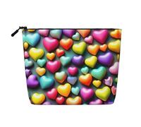 HJLUUFT colorful Rainbow Hearts print Makeup Bag Travel Toiletry Bag,Make Up Bags for Women Makeup Organizer Toiletries Accessories, Black, One Size