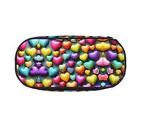 HJLUUFT colorful Rainbow Hearts print Makeup Cosmetic Bag Stationary Kawaii Pencil Box Pouch Gadget Organizer Bag with Zipper
