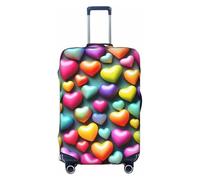 HJLUUFT Colorful Rainbow Hearts Print Travel Luggage Cover Suitcase Cover Protector Suitcase Washable Baggage Covers Anti-Scratch
