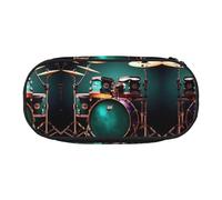 HJLUUFT Cool Drum Set print Makeup Cosmetic Bag Stationary Kawaii Pencil Box Pouch Gadget Organizer Bag with Zipper