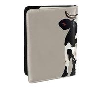 HJLUUFT Cow Black spot Print Leather Passport Case, Passport Cover with Credit Card Holder for Women Men Family ID Travel