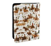 HJLUUFT Cowboy Ride Horse Print Leather Passport Wallet for Men Women, Passport Holder Case Travel Passport Cover for Family