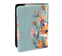HJLUUFT Cute Animal Fox Flowers Print Leather Passport Cover for Men Women, Travel Wallet Passport Holder Case for Family