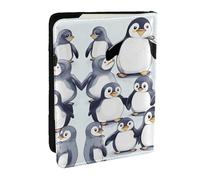 HJLUUFT Cute Baby Penguins Sketch Print Leather Passport Cover for Men Women, Travel Wallet Passport Holder Case for Family