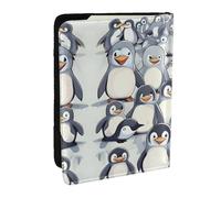 HJLUUFT Cute Baby Penguins Sketch Print Leather Passport Cover for Men Women, Travel Wallet Passport Holder Case for Family