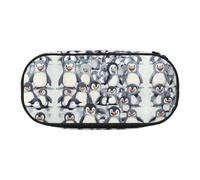 HJLUUFT Cute Baby Penguins Sketch print Makeup Cosmetic Bag Stationary Kawaii Pencil Box Pouch Gadget Organizer Bag with Zipper