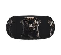 HJLUUFT Cute Black Pug Dog print Makeup Cosmetic Bag Stationary Kawaii Pencil Box Pouch Gadget Organizer Bag with Zipper