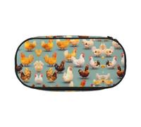 HJLUUFT cute chicken walking print Makeup Cosmetic Bag Stationary Kawaii Pencil Box Pouch Gadget Organizer Bag with Zipper