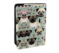 HJLUUFT Cute Chihuahua Pug Pattern Print Leather Passport Wallet for Men Women, Passport Holder Case Travel Passport Cover for Family