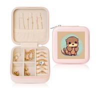 HJLUUFT cute otter Travel Jewelry Box - Premium PVC Leather Travel Jewelry Case Organizer and Engagement Ring Box