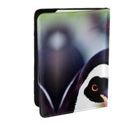 HJLUUFT Cute Penguin Head Print Leather Passport Cover for Men Women, Travel Wallet Passport Holder Case for Family