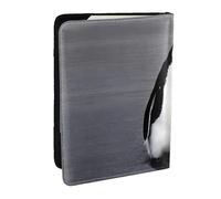HJLUUFT Cute Penguin Print Leather Passport Case, Passport Cover with Credit Card Holder for Women Men Family ID Travel