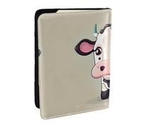 HJLUUFT Cute White Cow Print Leather Passport Case, Passport Cover with Credit Card Holder for Women Men Family ID Travel
