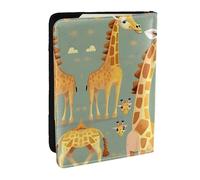 HJLUUFT Cute Wild Cartoon Giraffes Print Leather Passport Wallet for Men Women, Passport Holder Case Travel Passport Cover for Family