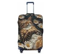 HJLUUFT Daisies and Cute Cats Print Suitcase Cover Travel Luggage Cover Protector Suitcase Washable Baggage Covers Anti-Scratch
