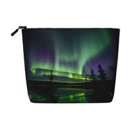 HJLUUFT Dark Northern Lights print Travel Makeup Bags Cosmetic Organizer Bag Large Capacity Make up Bag Toiletry Bag for Women, Black, One Size