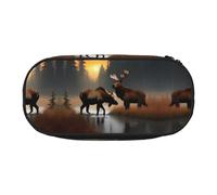 HJLUUFT Deer Bear Makeup Cosmetic Bag Kawaii Pencil Box Gadget Organizer Zipper Bag, black, standard size, cute