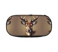 HJLUUFT Deer Head Print Pencil Case for Office College School Daily Use, Black, One Size, Cute