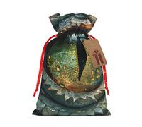 HJLUUFT Deluxe Burlap Gift Bag with Drawstring Closure - Perfect for Birthdays, Christmas, and Parties The dragon's green eyes