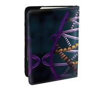 HJLUUFT DNA Chain Photo Print Leather Passport Wallet for Men Women, Passport Holder Case Travel Passport Cover for Family