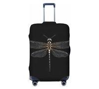 HJLUUFT Dragonfly Black Print Travel Luggage Cover Suitcase Cover Protector Suitcase Washable Baggage Covers Anti-Scratch