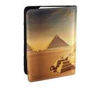 HJLUUFT Egyptian Pyramid in Desert Print Leather Passport Case, Passport Cover with Credit Card Holder for Women Men Family ID Travel